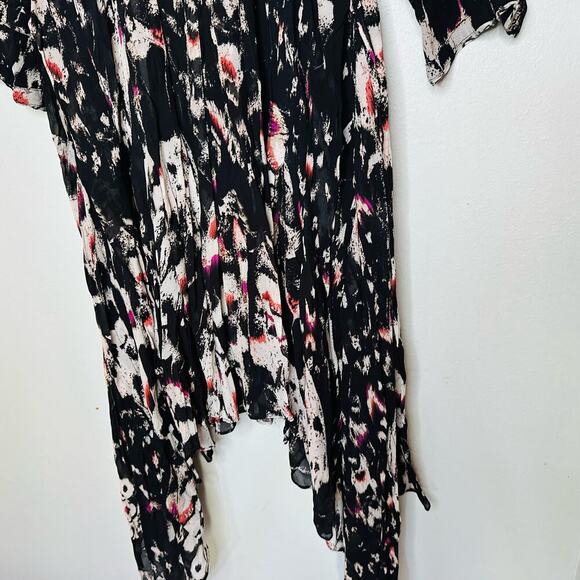 ALLSAINTS Lizia Wing Silver Studded Black Floral Asymmetrical Rocker Dress Size2 - Picture 6 of 14